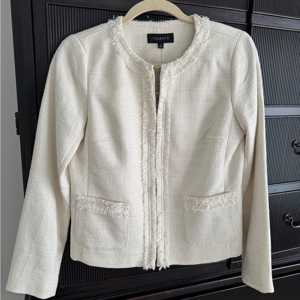 Talbots Women's Textured Cream Blazer